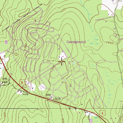 Topographic Map of Shohola Falls Trails End, PA