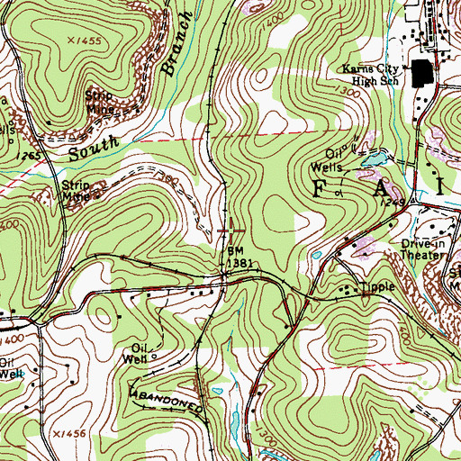 Topographic Map of Fairmont Station, PA