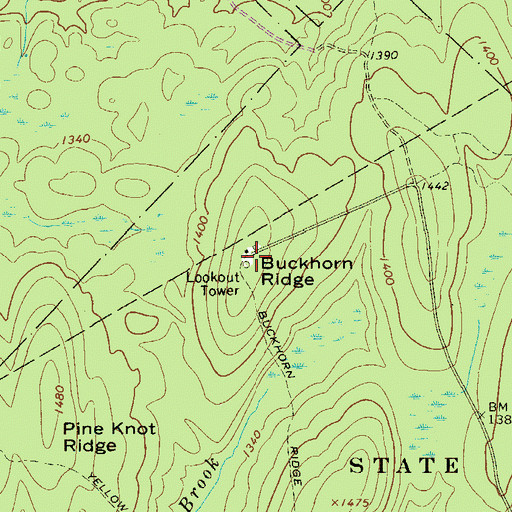 Topographic Map of Buckhorn Ridge Fire Tower, PA