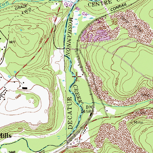 Topographic Map of Rushton Station, PA