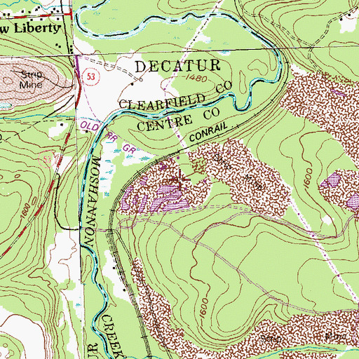 Topographic Map of Mapleton Junction Station, PA