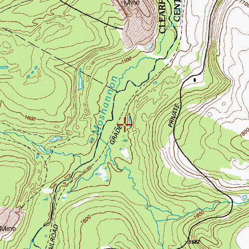 Topographic Map of Leslie Mine, PA