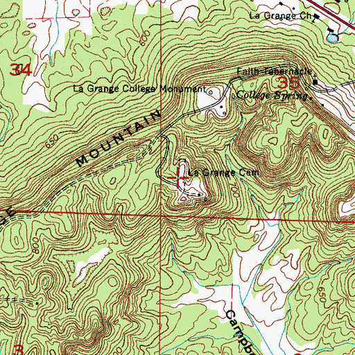 Topographic Map of LaGrange Cemetery, AL