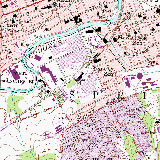 Topographic Map of Grantley Station, PA