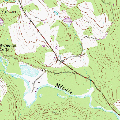 Topographic Map of Wangaum, PA