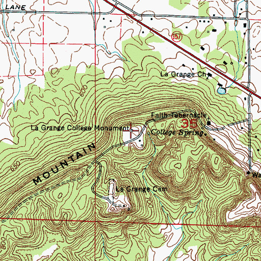 Topographic Map of LaGrange College Monument, AL