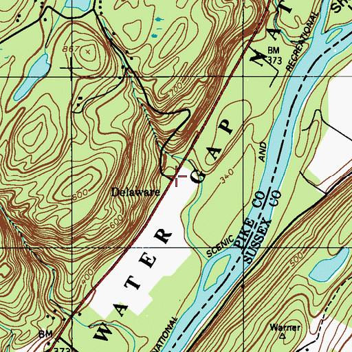 Topographic Map of Delaware, PA
