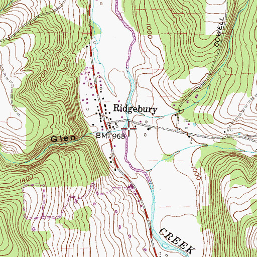 Topographic Map of Threefall Run, PA