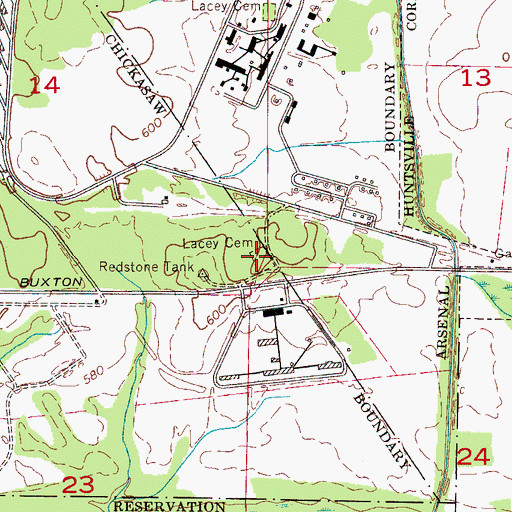 Topographic Map of Lacey Cemetery, AL