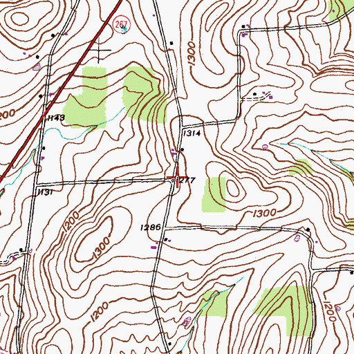 Topographic Map of Shannon Hill, PA