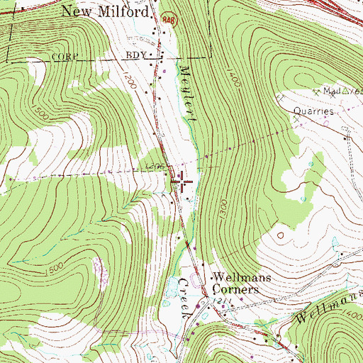 Topographic Map of Old Mill Village, PA