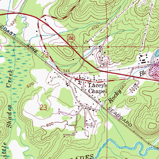 Topographic Map of Laceys Chapel, AL