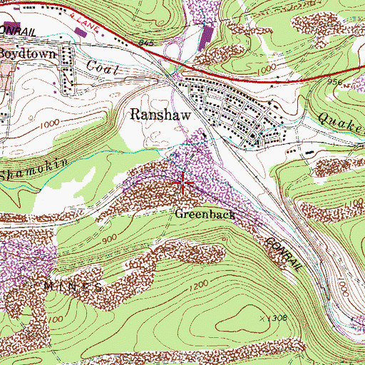 Topographic Map of Ranshaw Washery Station, PA