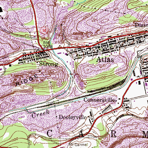 Topographic Map of Atlas Colliery Station, PA