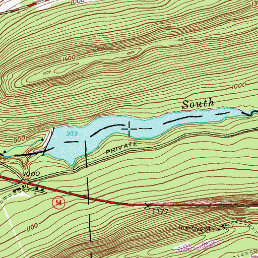 Topographic Map of Shamokin Reservoir, PA