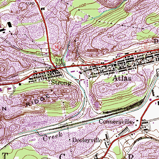 Topographic Map of Sun Colliery Station, PA