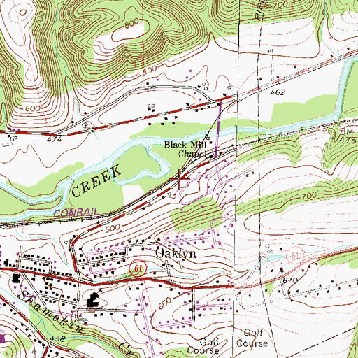 Topographic Map of Tomson Station, PA