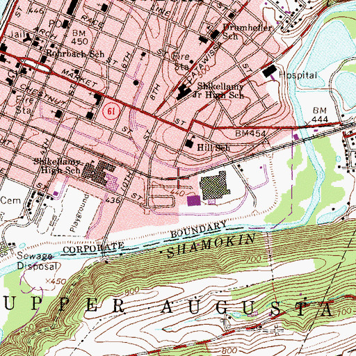 Topographic Map of Wallace Station, PA
