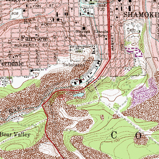 Topographic Map of Shamokin Filler Plant Station, PA