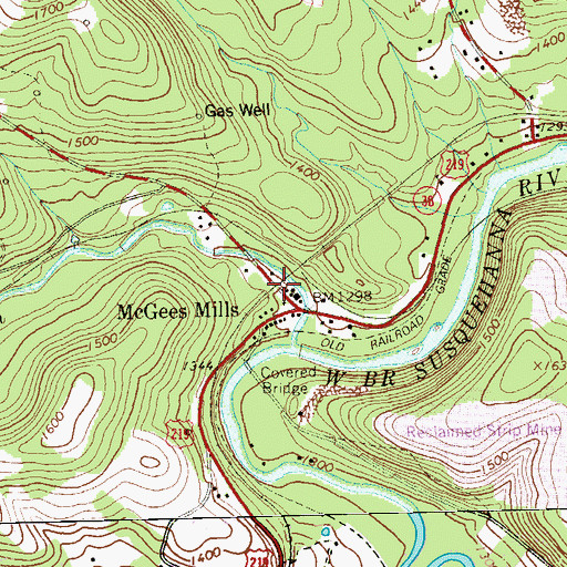 Topographic Map of McGees Station, PA