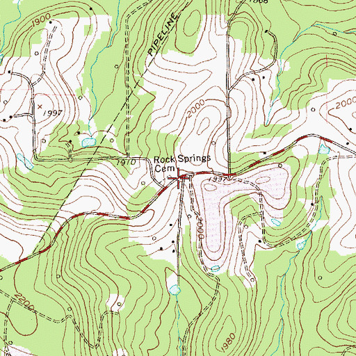 Topographic Map of Rowles, PA
