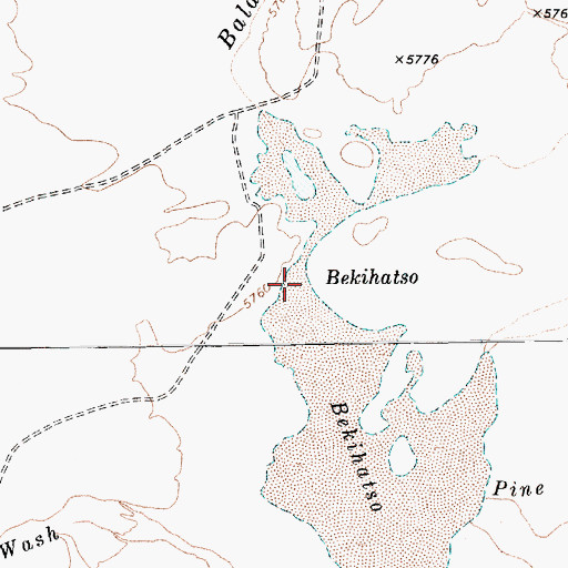 Topographic Map of Bekihatso, AZ