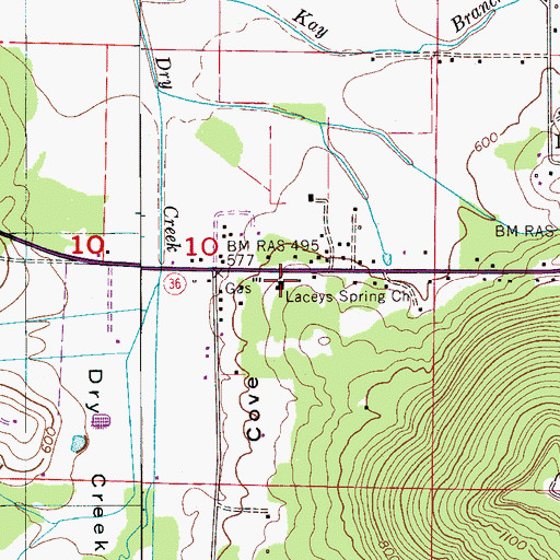 Topographic Map of Laceys Spring Church, AL