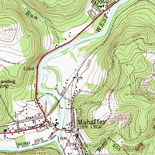 Topographic Map of Mahaffey Junction Station, PA
