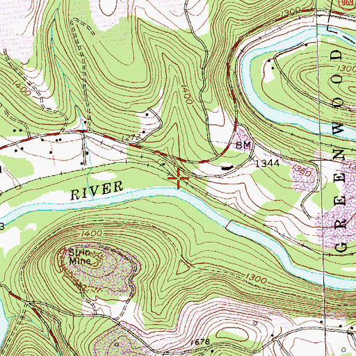Topographic Map of Hickory Number 1 Mine Station, PA