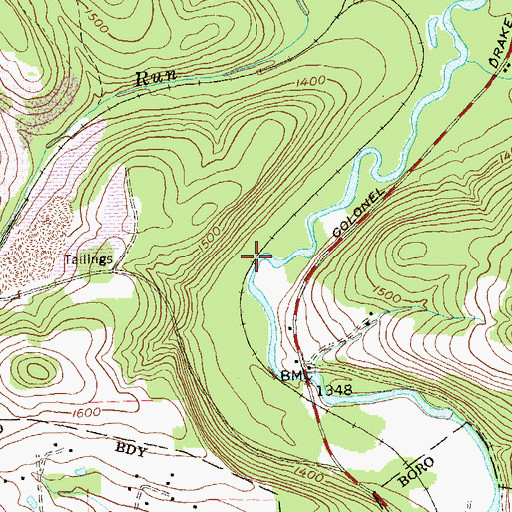 Topographic Map of Benjamin Number 6 Mine Station, PA
