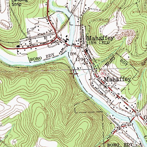Topographic Map of Mahaffey Junction Station, PA