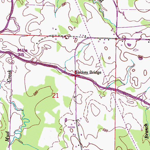 Topographic Map of Lackey Bridge, AL