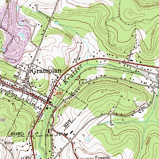 Topographic Map of Belfast Number 2 Mine Station, PA