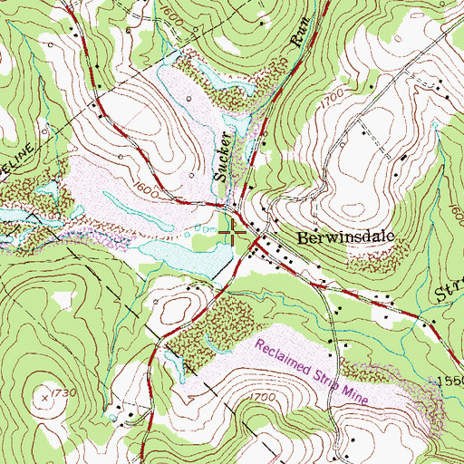 Topographic Map of Sucker Run, PA