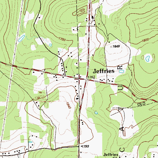 Topographic Map of Jeffries, PA