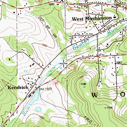 Topographic Map of Amesville Mine Station, PA