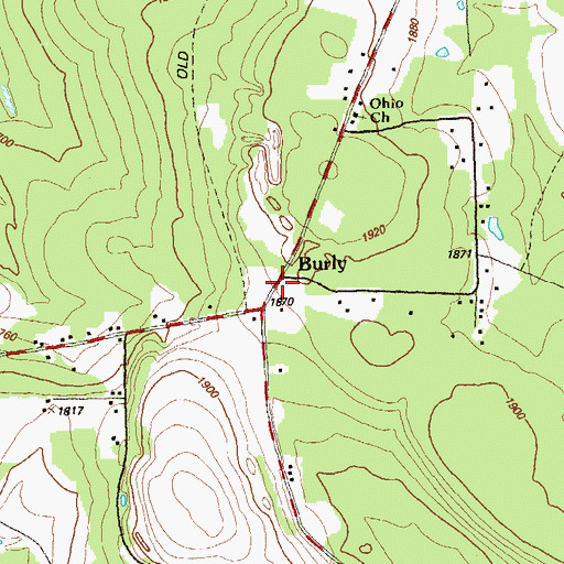 Topographic Map of Burly, PA