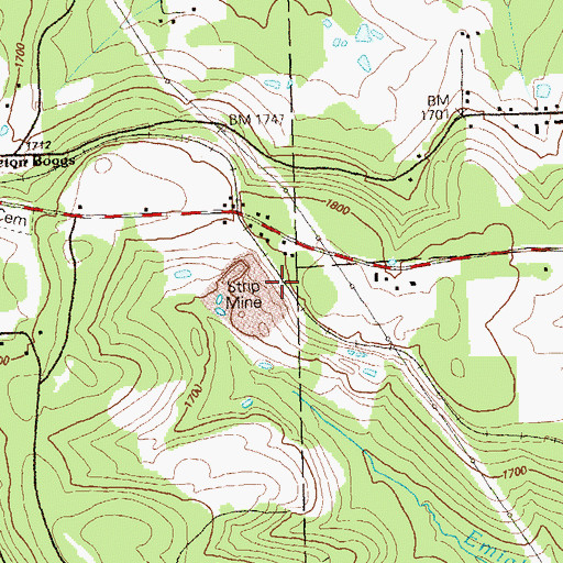 Topographic Map of Van Mine Station, PA