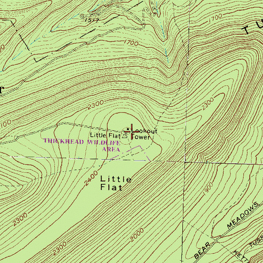 Topographic Map of Little Flat Fire Tower, PA