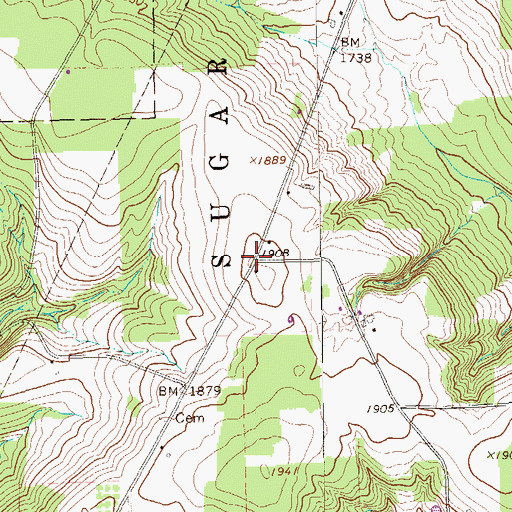 Topographic Map of Gourleys Corners, PA
