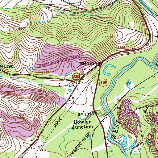 Topographic Map of Cush Creek Junction, PA