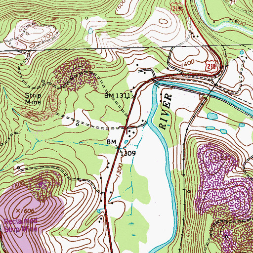 Topographic Map of Ridge, PA