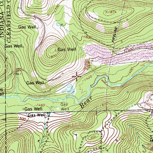 Topographic Map of Junction Bear Run Branch Station, PA
