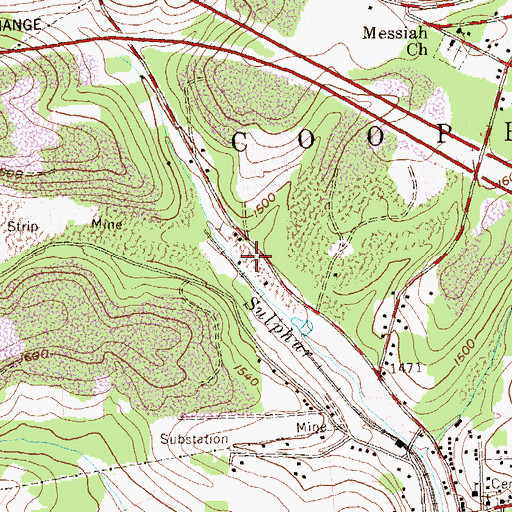 Topographic Map of Brown Number 5 Mine Station, PA