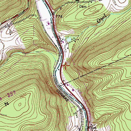 Topographic Map of Rabbit Run, PA