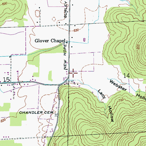 Topographic Map of Lacy Hollow, AL