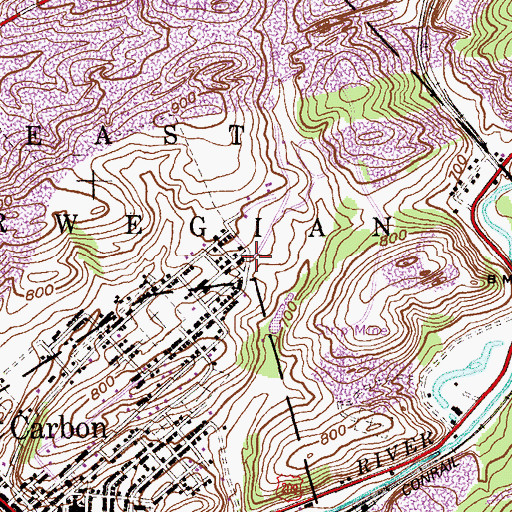 Topographic Map of Shoentown, PA