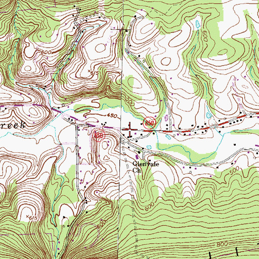 Topographic Map of Glenvale, PA