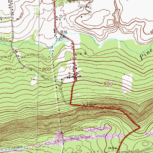 Topographic Map of Lamberton, PA