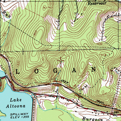 Topographic Map of Kittanning Gap, PA